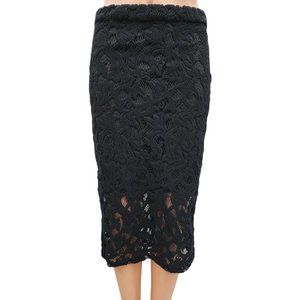 Parker NWT Black Pencil Skirt Semi Sheer Crochet Lace Midi 6